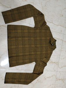Checked Brown Polo Neck Top