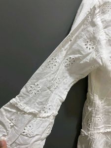 White Dress With Cut Work