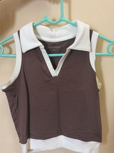 Studiofit Brown Polo Top