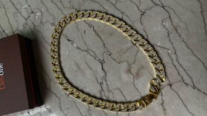 Gold Cuban Chain With Sparkling Diamond Stones
