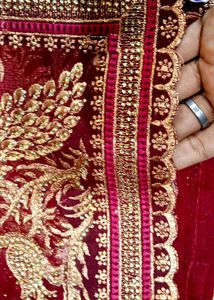 Red &amp; Gold Embroidered Saree