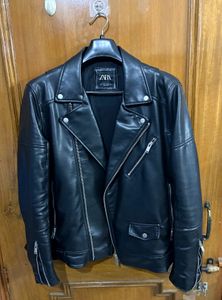 ZARA Black Faux Leather Biker Jacket M(40)