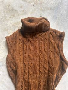 Brown Sleeveless Knit Dress