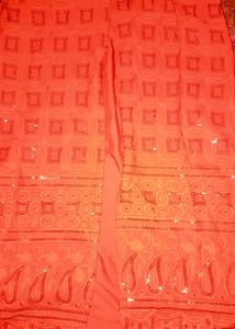 Red Sequence Work Front Open Kurta And Palazoo