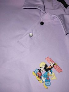 Lilac Cartoon Print Polo Shirt