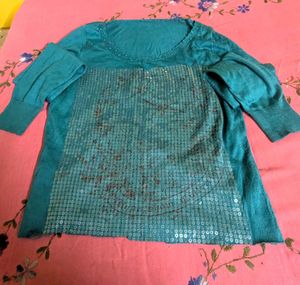 🌀🫦🌀Chatpate y2k teal sequin crop top🌀🫦🌀