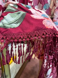 Kimono “red paradise”, bordeaux mit floralem