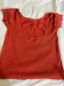 Coral Ribbed Tee