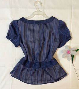 Blue Ruffle Top