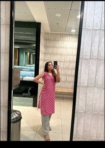 Pink Striped Kurta