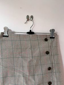 Plaid Button Detail Mini Skirt