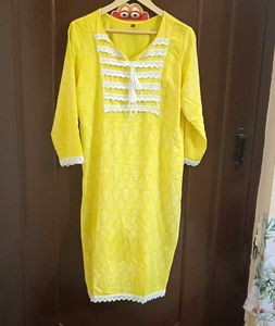yellow embroidered kurta