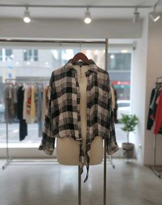 Trendy Plaid Tie-Front Shirt