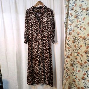 Collared Leopard Print Dress