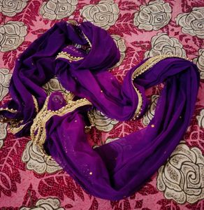 Dupatta with Golden Sparkles Moti Lace