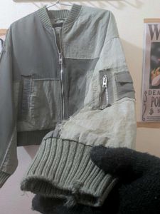 Zara distressed water repellant patchwork jacket