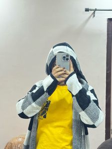 Checkered Knit Cardigan