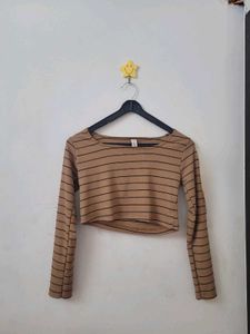 Striped Long Sleeve Crop Top