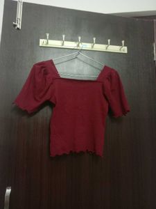 Burgundy Puff Sleeve Top