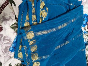Elegant Green &amp; Orange Saree