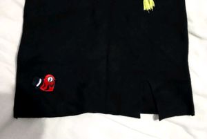 Black Embroidered Mini Skirt