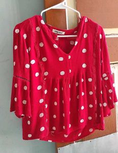 Red Polka Dot Top In Size M to L