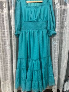 Aqua Tiered Midi Dress