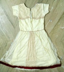 Cream Embellished Girls&#39; Dress