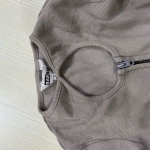 Front cut out zipper top