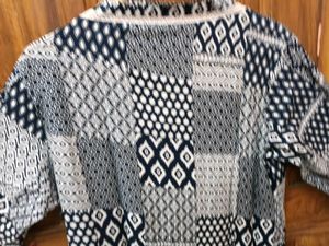 Brand New Prisca Navy Blue &amp; White Printed Top