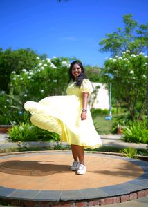 Unique Lime Yellow 🟡 Princess Gown With Hairbow