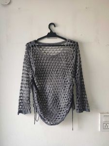 Knit Crochet Bell Sleeves Pullover/ Top