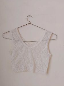 Net White Crop Top.H