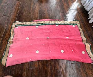 Elegant Pink Ombre Embroidered Saree