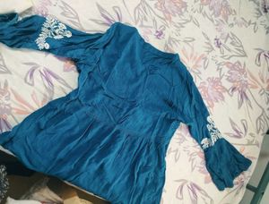 Embroidered Teal Top