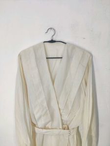 Elegant Cream Wrap Dress