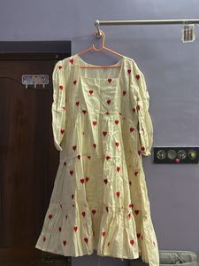 Heart Print Tiered Midi Dress