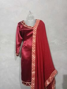 Red Satin Salwar Suit