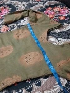 Olive Green Printed Suit