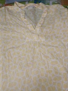 Yellow Pure Cottan Kurta Type Tshirt