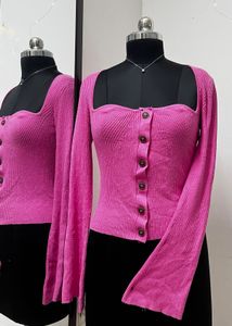 Pink Flared Sleeve Top