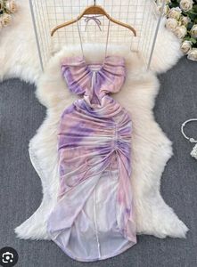 ELEGANT RUCHED TIE-TYE HALTER MIDI BODYCON