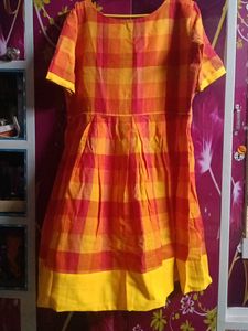 Orange Plaid Kurta / Onepiece dresses