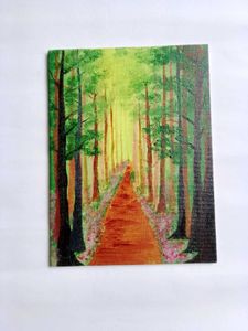 Green Forest View Hand-painted Painting