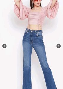 Pink Ruched Crop Top