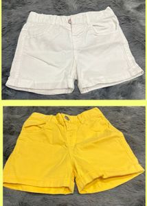 2 White And Yellow Girls' Shorts