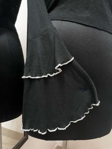 Black Flared Sleeve Top
