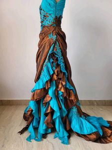 Unique Brown &amp; Turquoise Gown