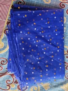 Blue Polka Dot Tulle Fabric
