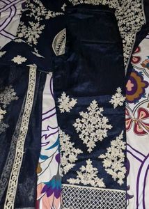 Elegant Navy Blue Embroidered Anarkali